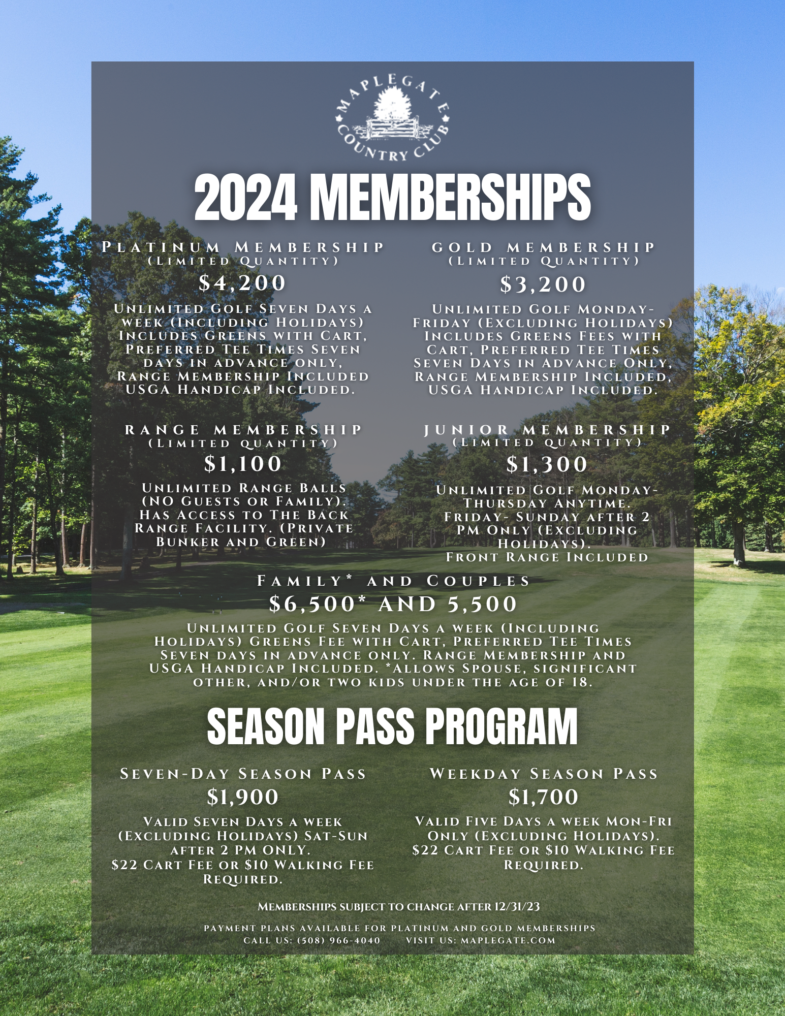 Memberships - Maplegate Country Club